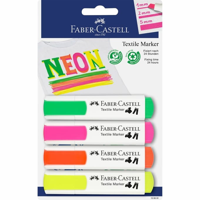 Faber-Castell textielmarker - neon - 4 stuks - FC-159591