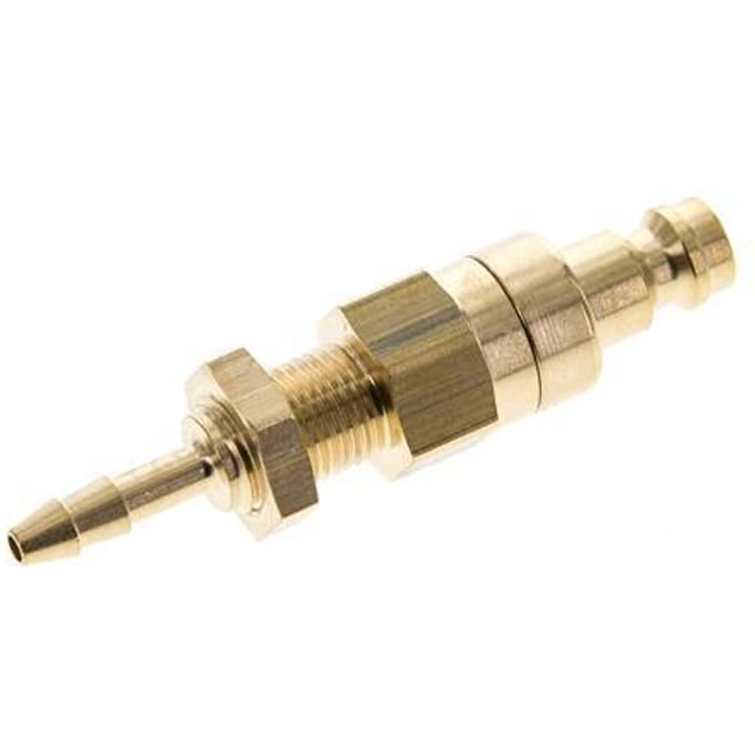 Messing DN 5 Luchtkoppeling Insteeknippel 4 mm Slangpilaar Schotkoppeling Double Shut-Off