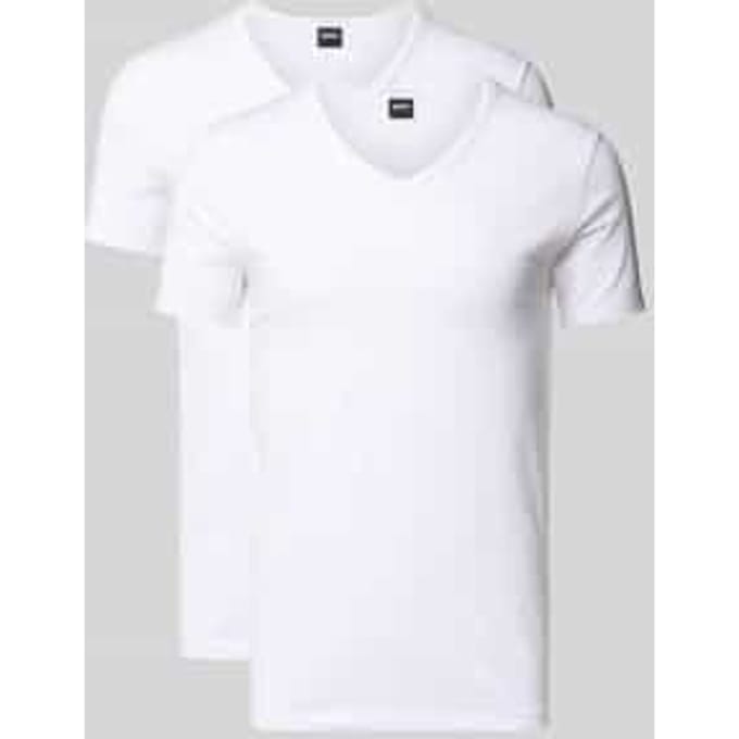 HUGO BOSS Modern stretch T-shirts slim fit (2-pack) - heren T-shirts V-hals - wit