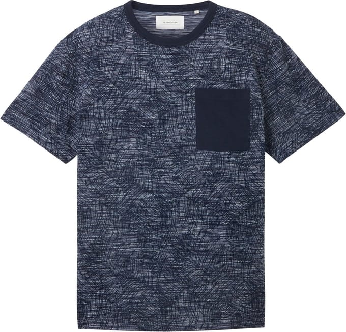 TOM TAILOR allover printed spacedye tee Heren T-shirt - Maat L