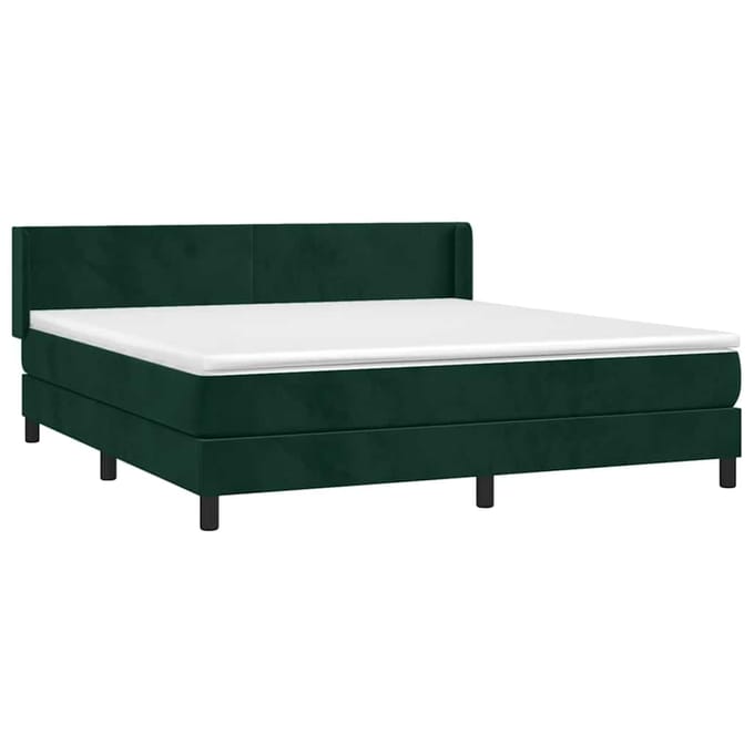 vidaXL - Boxspring - met - matras - fluweel - donkergroen - 180x200 - cm