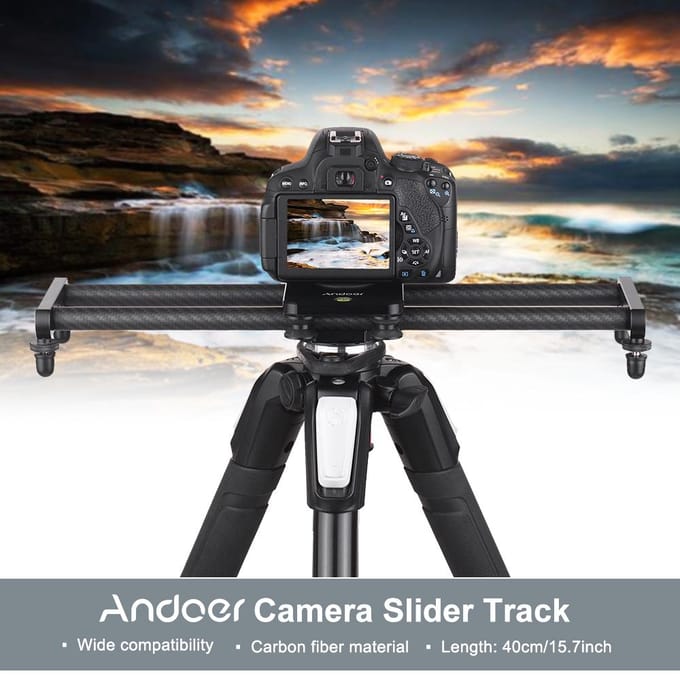 40 cm/15 inch Koolstofvezel Camera Track Slider Video Stabilisator Rail zwart