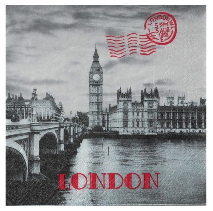 Vintage look servetten London 33 x 33cm, 20 stuks
