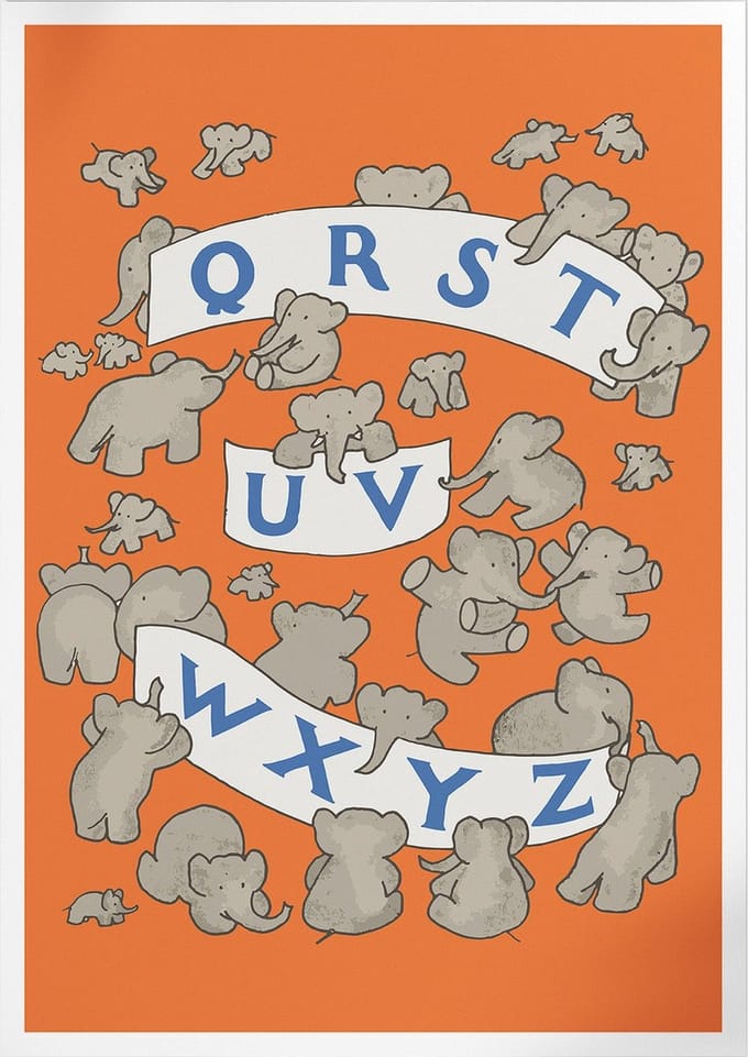 ABC De Babar II (Red 2) (Babar de Olifant) | Poster | A3: 30 x 40 cm