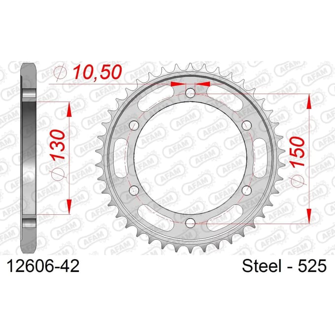 Stalen tandwiel Afam 525 42 dents