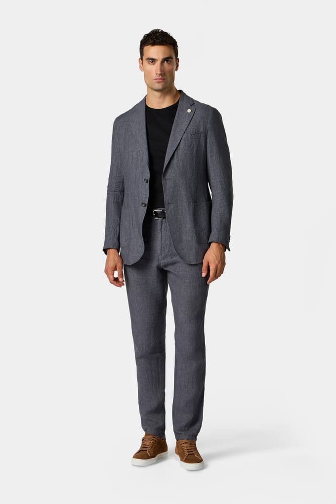 Brooks Brothers Linen Single-breasted Blazer Dark Grey Größe: 44 | Blazer Outlet | Herren | Grau