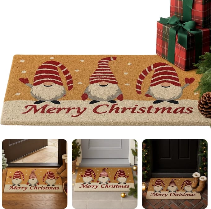 Cheqo® Kerst Deurmat - Kokos Deurmat - Kerstdecoratie Deurmat
