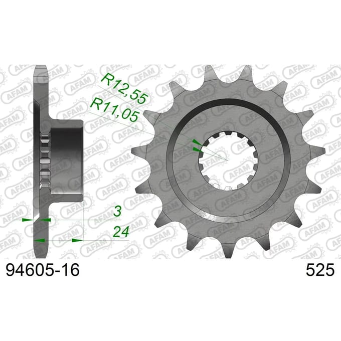 Stalen motortandwiel voor Afam 525 16 dents