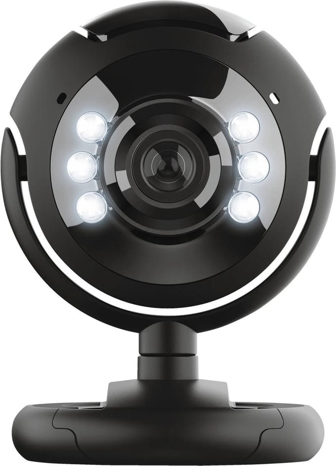 Trust Spotlight Pro – Webcam – 640 x 480 Resolutie – Ingebouwde Microfoon – 6 Dimbare LED Lampjes – USB Aansluiting – 170 cm Kabel – Zwart