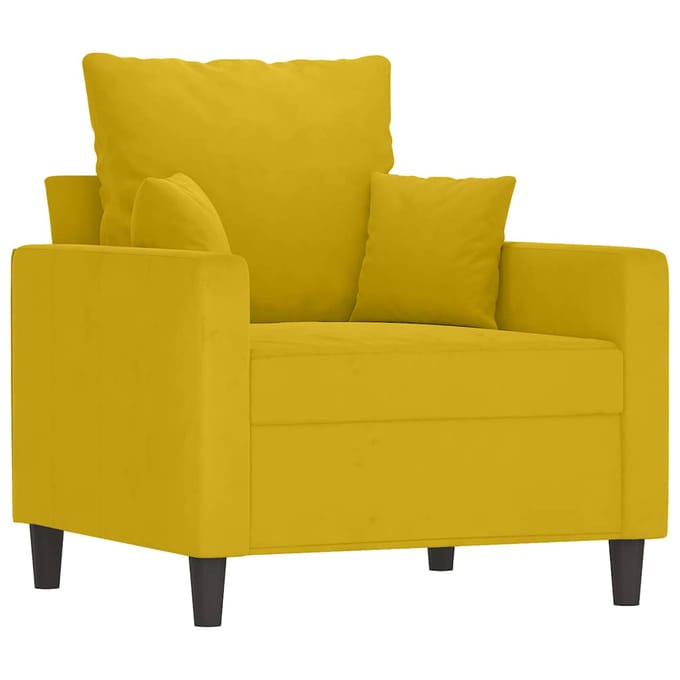vidaXL - 3-delige - Loungeset - met - kussens - fluweel - geel