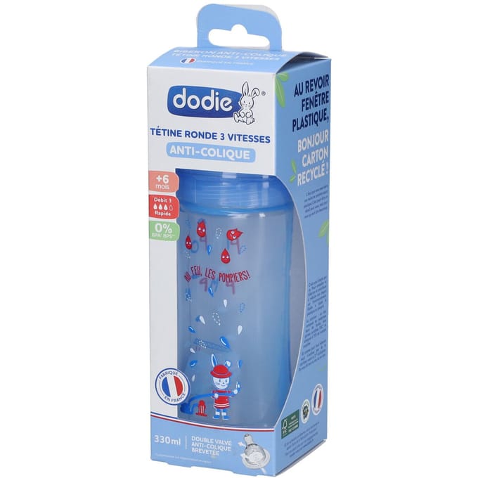 Dodie Zuigfles Initiatie+ Blauw Brandweerman 330ml