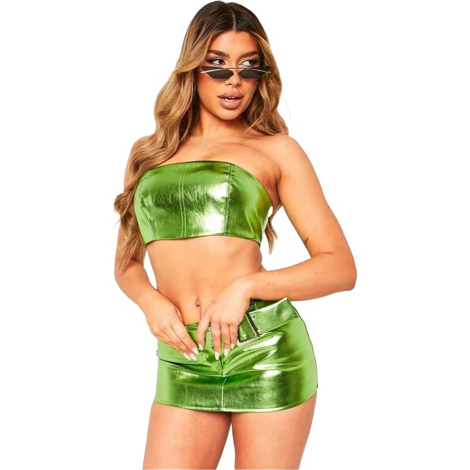 Missy Empire Dames/Dames Metallic Festival Gewaad Top (Groen)