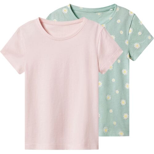 LUPILU Set van 2 kinder T-shirts (Lichtroze/mint, 122/128)