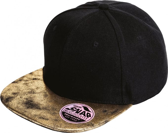 Result Bronx Flat Glitter Peak Snapback Cap RH87 - Black/Gold - One size