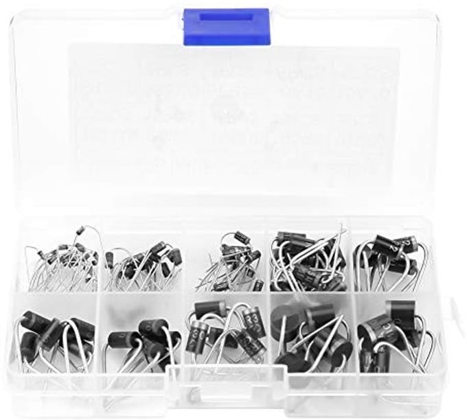 Dailygoods - 90 Stuks Gelijkrichterdiodes Kit met Opbergdoos