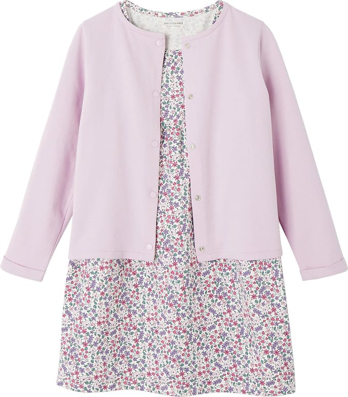 Vertbaudet Set - 2 delig - jurk - cardigan - meisjes - katoen