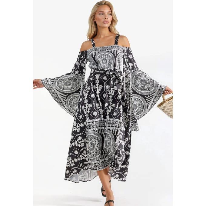 Strapless Geometrische Uitsnede Maxi Jurk