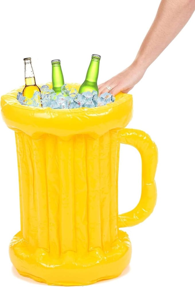 Opblaasbare Koelbox - Reuze Pint Glas - Drank Koel Houden - Extra Groot Formaat - 55 cm Hoog - Transparant