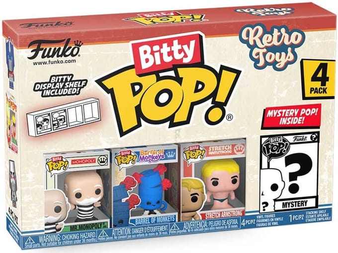 Funko speelfiguur Bitty Pop Retro Toys Mr. Monopoly 4-pack cadeau.