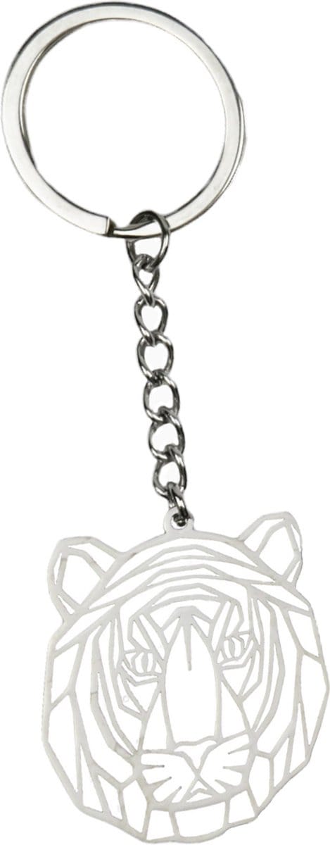 Sleutelhanger Metaal Geometrisch Patroon Metalen Sleutelhanger Dier - Tijger