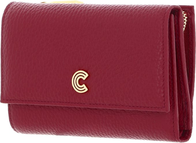 COCCINELLE Leren Portemonnee Myrine Wallet Grained Leather Garnet Red (rood)paars