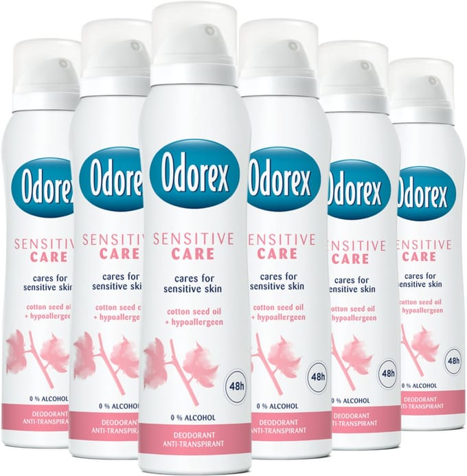 Odorex Sensitive Care Anti-Transpirant Deodorant Spray - 6x 150ml - Voordeelverpakking