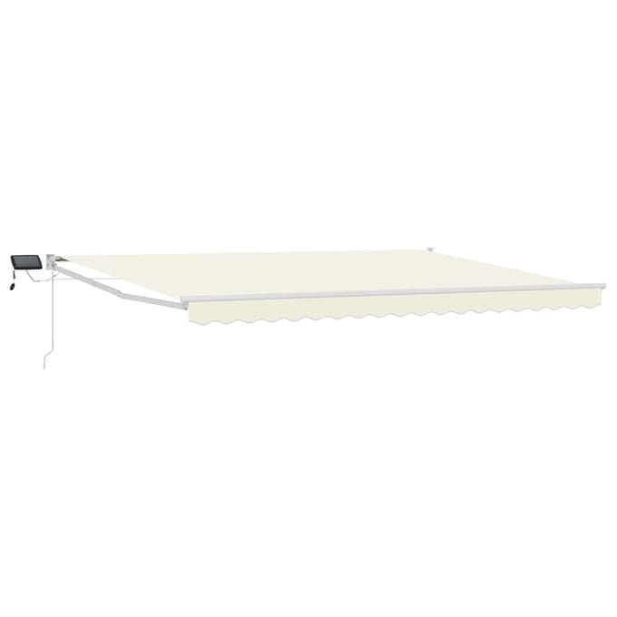 vidaXL - Handbediende - luifel - met - LED's - Crème - en - Wit - 4 - × - 3 - m
