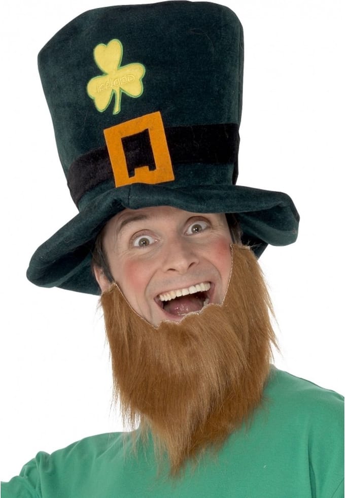 Smiffy's St Patricks day hoed - Set van 2x stuks - met baard - verkleed artikelen - Leprechaun hoed