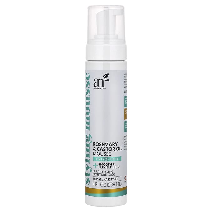 Mousse Coiffante Romarin & Huile de Ricin, Tous Types de Cheveux, 236 ml(8 fl oz) white