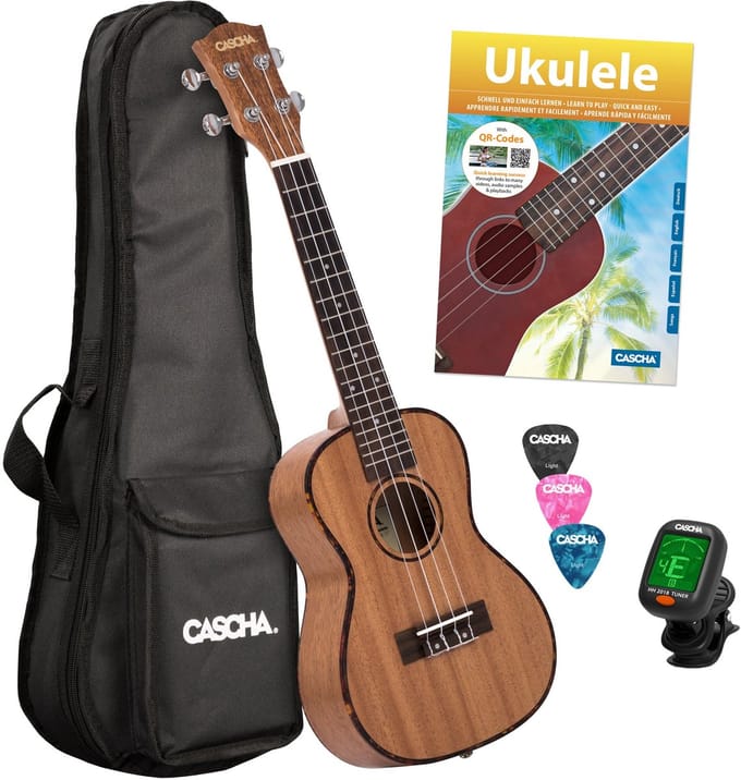Cascha HH 2049 Premium Mahogany tenor ukelele set (4-talig)