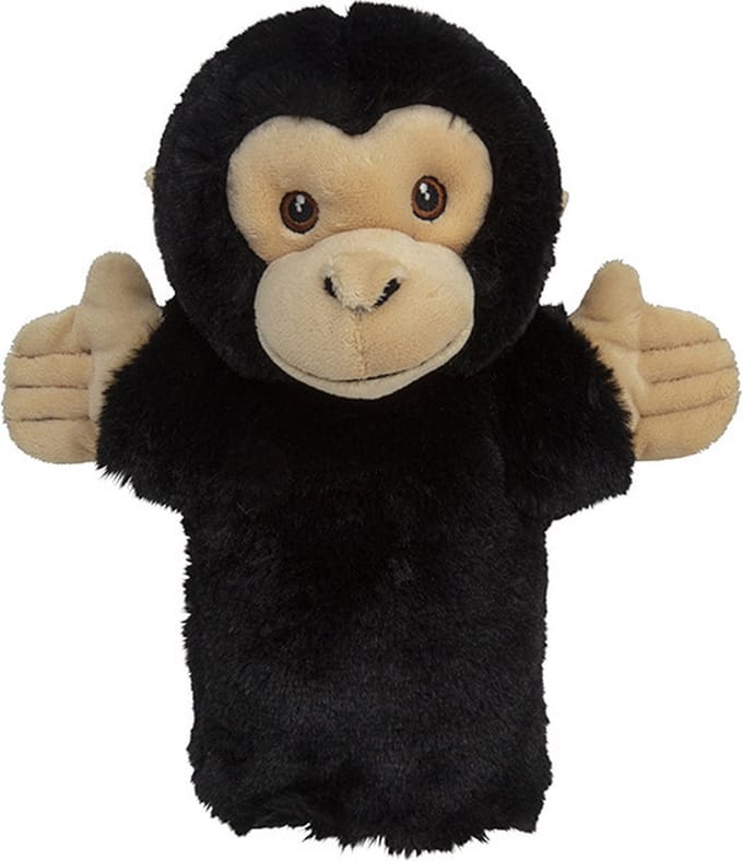 Nature Planet Handpop aap - chimpansee - zwart - 23 cm - poppenkast poppen