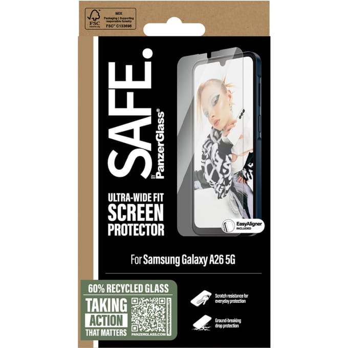 SAFE by PanzerGlass Screenprotector geschikt voor Samsung Galaxy A26 Glazen | SAFE by PanzerGlass Ultra-Wide-Fit Screenprotector - Case Friendly