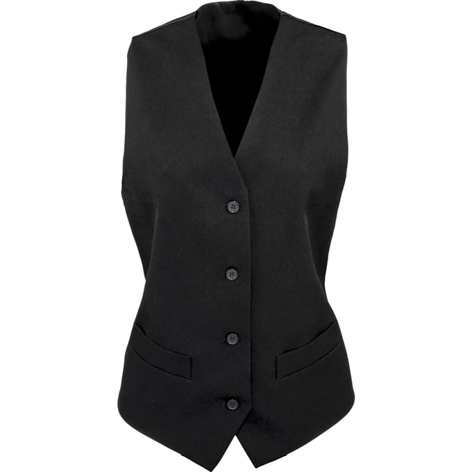 Premier Dames/dames Gevoerde Polyester Taillejas / Barkleding / Catering (Pakket van 2) (Zwart)