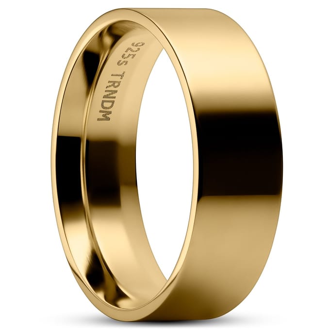 7 mm Gepolijste ring van 14K-verguld 925 sterling zilver