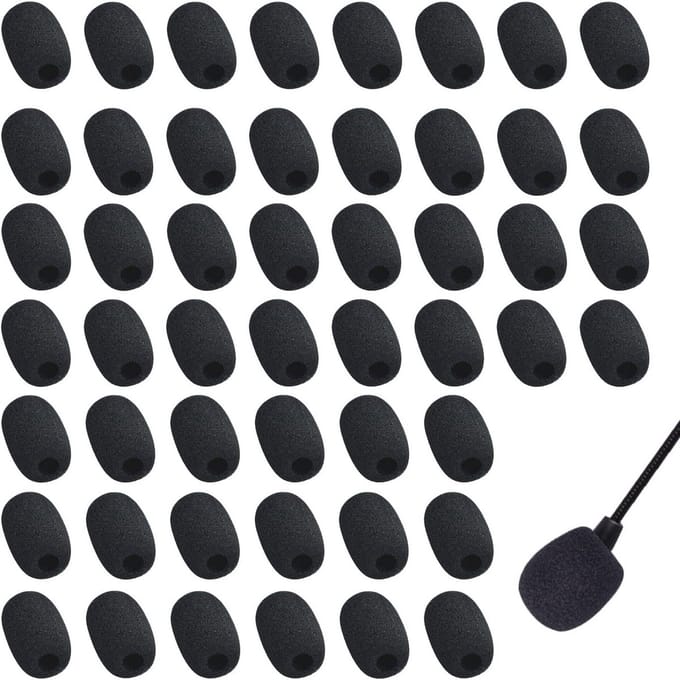Popschild voor Microfoon - 50 stuks Zwart - Mini Schuim Microfoon Ruisfilter