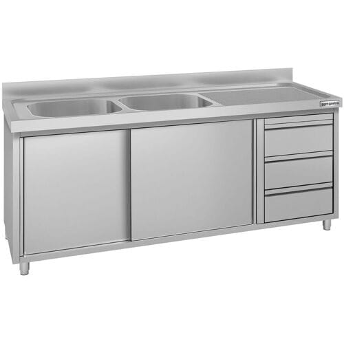 GGM Gastro Spülschrank ECO - 2000x700mm - mit 3 Schubladen & 2 Becken links