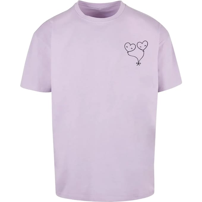 Merchcode - Hugs & Love Love Ballon Heavy Oversize Heren Tshirt - L - Lila