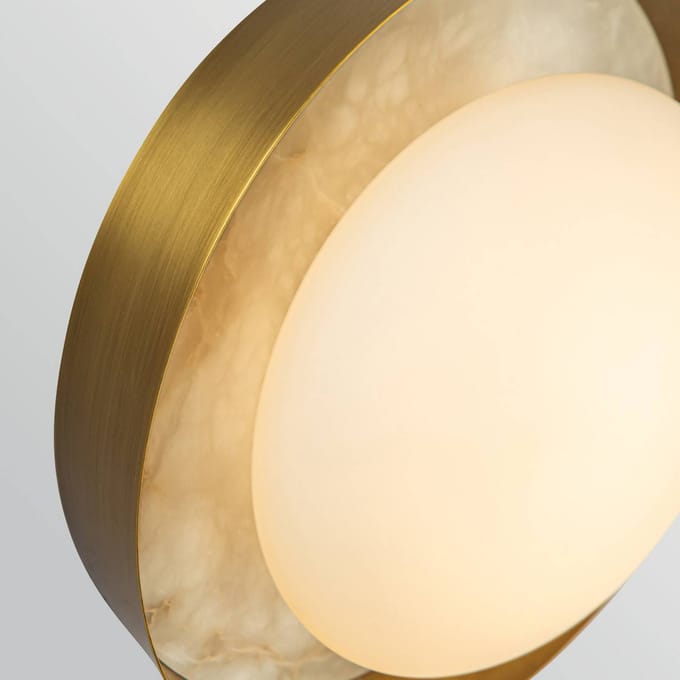 Quintiesse LED wandlamp ALONSO, messing, Ø 22 cm Metaal/glas/albast