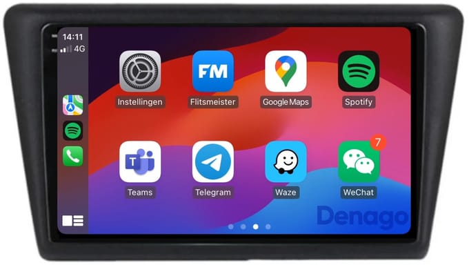 CarPlay autoradio geschikt voor Skoda Rapid | 2012 t/m 2016 | Android 13 | Draadloos Apple CarPlay & Android Auto | 2GB + 32GB | QuadCore processor | Denago DNG-A211 | 2025 model | 2012 2013 2014 2015 2016 | Bluetooth & Wifi