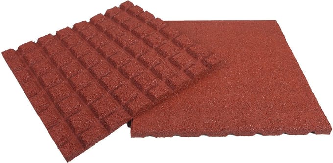 Wovar Rubberen tegel Rood 50 x 50 x 2.5 cm Dempende Valtegels | Per stuk
