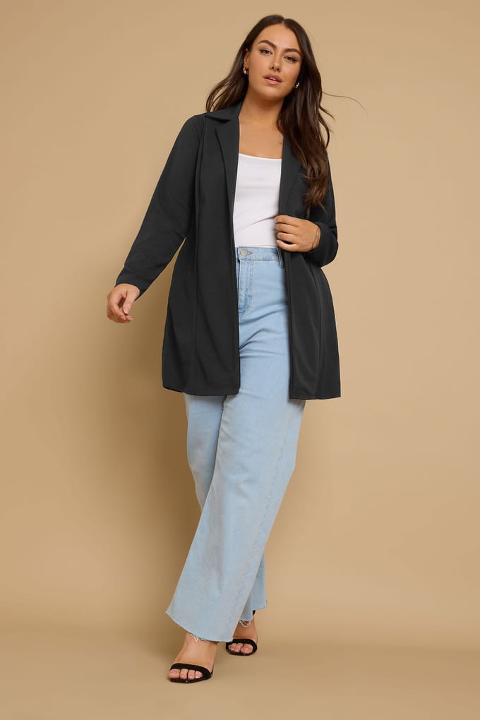 Yours Blazer Met Lange Pasvorm In Zwart Size 48