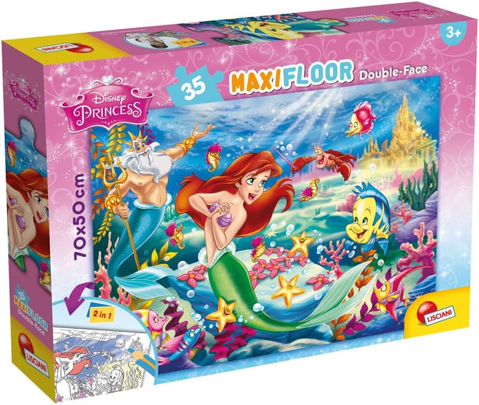 Lisciani - De kleine zeemeermin - Double face - Puzzel Maxifloor - 35 stukjes