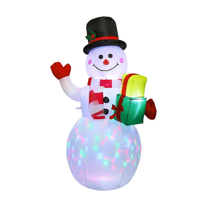 Gonflables de noël en forme de bonhomme de neige, 5 pieds, lumières colorées rotatives à LED, accessoires gonflables de noël US Plug white