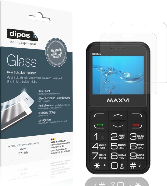 dipos – 2x Matte Pantserfolie geschikt voor Maxvi B231ds | 9H Screenprotector