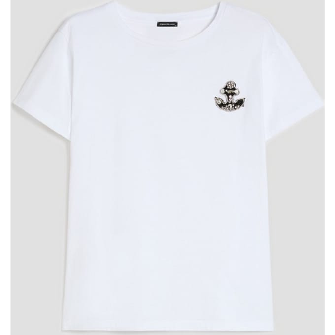 T-shirt in witte katoenen trui