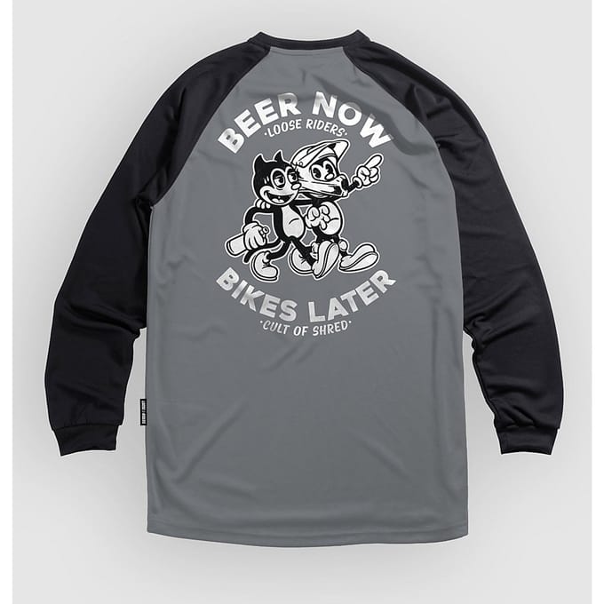 Loose Riders Beer Now Bikes Later Long Sleeve Jersey grijs