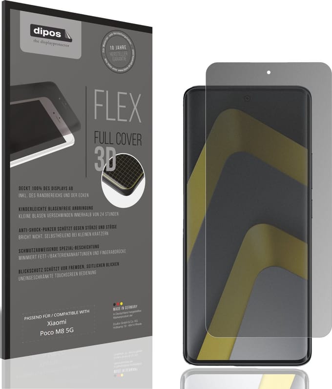 dipos FLEX – Matte Privacy Screenprotector geschikt voor Xiaomi Poco M8 5G | Volledige Schermbescherming | Case-Friendly