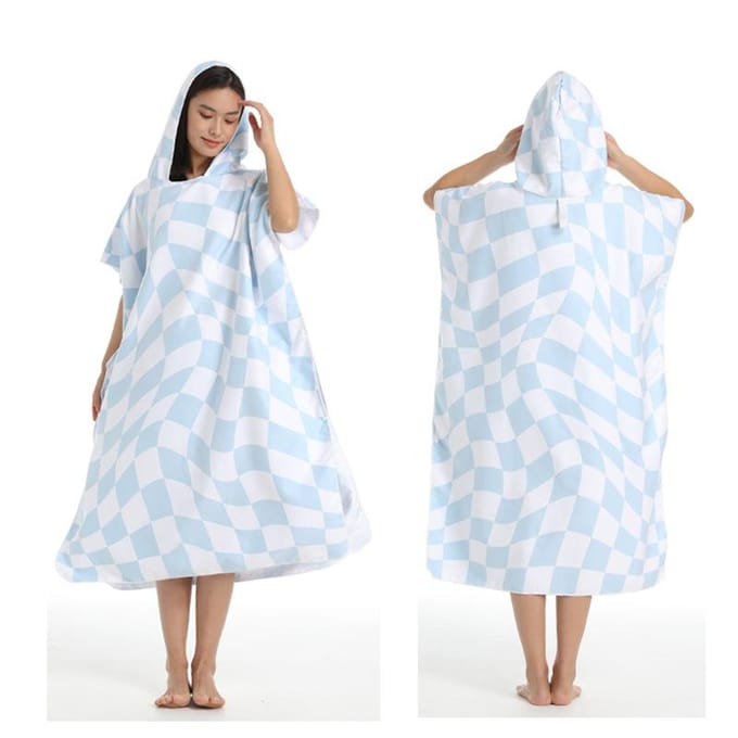 Poncho de Surf Serviette Microfibre Poncho de Surf à Capuche Robe de Bain pour se Changer Séchage Rapide Serviette de Plage Piscine avec Capuche Combinaison Néoprène 110X80cm