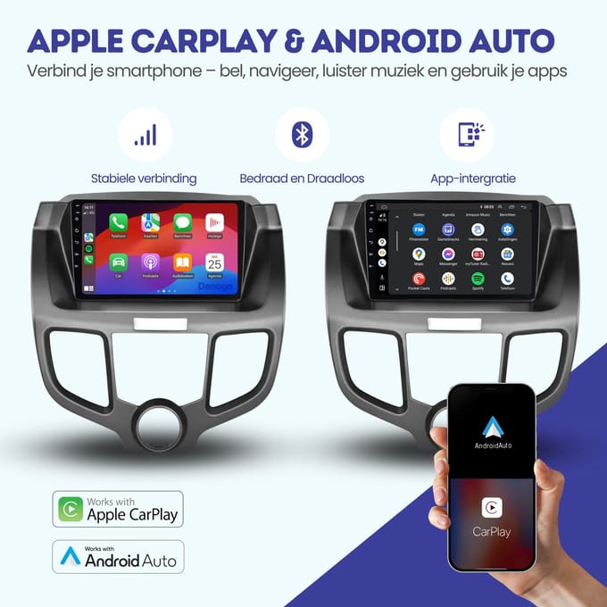 CarPlay autoradio geschikt voor Honda Odyssey | 2004 t/m 2008 | Android 16 | Draadloos Apple CarPlay & Android Auto | 2GB + 32GB | QuadCore processor | Denago DNG-A193 | 2025 model | 2004 2005 2006 2007 2008 | Bluetooth & Wifi