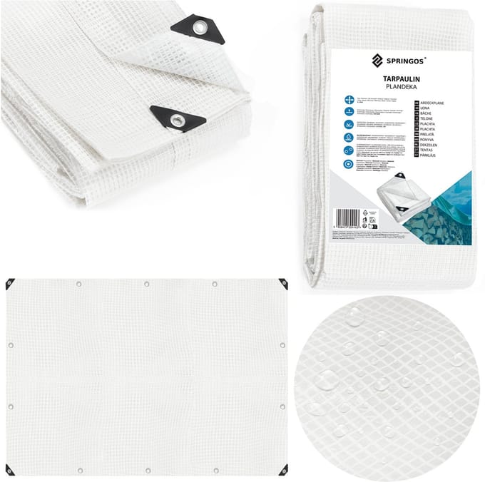 Springos Afdekzeil | Dekzeil | Zeildoek | Waterdicht | PVC | 3 x 4 m | 100 g/m2 | Transparant